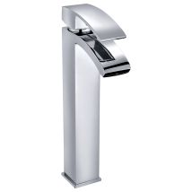 Gravity Bathrooms - Tall Luxury Modern High Rise Curve Mono Basin Mixer - Chrome