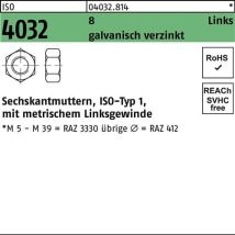 Sechskantmutter Iso 4032 Links M39 8 Galv.verz. 1 Stück