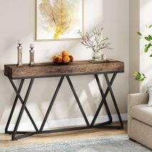 Tribesigns - Mesa Consola De 140 Cm, Sofá De Granja, Mesa De Entrada De Madera Con Base De Metal Única, Pequeña Mesa De Exposición, Mesa De Vestíbulo,
