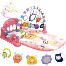 Trintion Baby Play Mat Gym, 6-mode Activity Mat With Kick-activated Piano & Lights, With 5 Infant Sensory Baby Toys Extra Guardrail, Tummy Time Mat 