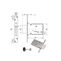 Mottura – Cerradura Infilare Ferro Ka 40704 – Doble llave de 4 mandos – Ambidiestro – 50 mm entrada – 80 mm altura