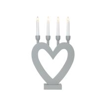 Star Trading - Chandelier En Forme De Cœur « Dala » De En Bois De Pin, 4 Lumières, Ampoules E10 Remplaçables, Gris, H 45 Cm
