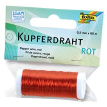 Folia 79220 - Filo Di Rame Rosso, 1 Bobina 0,3 Mm X 80 M, Ideale Per Lavori Di Bricolage, Composizioni E Contenitori