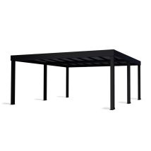 Canopia By Palram - Oslo 20 X 20 Feet Carport Kit - Black Structure Grey Polycarbonate Panels - L607.5 X W596.5 X H240.5 Cm