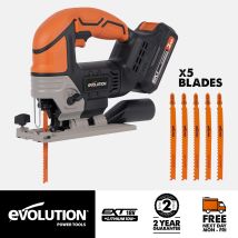 Evolution Power Tools - Evolution Cordless R90jgs-li Jigsaw 18v Li-ion Ext Inc Multi-material Blades (bare - No Battery & Charger)