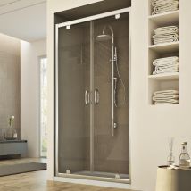 Puerta De Ducha Ap. Abatible Vidrio Transparente H 185 Mod. Sintesi 2 Hojas 80 Cm