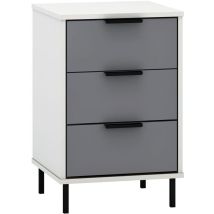 Seconique - Madrid 3 Drawer Bedside - L38 X W40 X H62 Cm - Grey/white Gloss