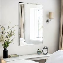 Luvodi - Rectangle Bathroom Mirror Wall Mounted Modern Stylish Design With Contemporary Bevelled Edges - 50cm X 40cm