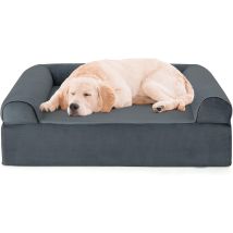 Goplus Panier Pour Chien Orthopédique Grande Taille, Lit En Mousse À Mémoire De Forme Avec Housse Amovible Et Fond Antidérapant, Lavable, 102 X 82 X 
