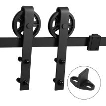 Wolketon Kit De Porte Coulissante Système Coulissante Ferrure Pour Système Pour Portes Coulissantes Avec Rail De Roulement Ensemble Complet 200cm