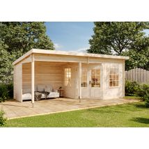 Alpholz Gartenhaus Modell Carl-28 Gartenhaus Aus Holz, Holzhaus Mit 28 Mm Wandstärke Inklusive Terrasse, Blockbohlenhaus Mit Montagematerial