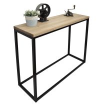 S.d.s - Consola Recibidor Icub Big Wood 120x35x80cm Negro En Madera Maciza De Pino Acabado Vintage Estilo Industrial Box Furniture