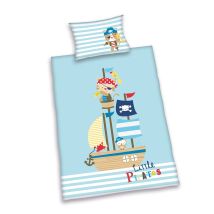 Baby Best Set Di Biancheria Da Letto Reversibile Per Bambini, Lara Piccoli Pirati, Copripiumino 100 X 135 Cm, Federa 40 X 60 Cm, Cotone/renforcé - 