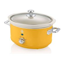 Swan - Retro Sf17021yelneu Slow Cooker 3,5l Contenitore Di Cottura Rimovibile, Ceramic Non-stick Pfoa & Ptfe Free, 3 Livelli Di Temperatura, Coperchio