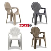Scab Giardino - Sedia Da Esterno Giardino Poltrona Intrecciata Impilabile Resina Braccioli Scab - Set: 8 Sedie - Colore Principale: Bronzo