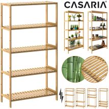 Casaria - Estantería De Bambú Con 5 Baldas De Altura Ajustable 130x60x26cm Repisa Librería