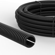 Auprotec - 10m Pp Wellrohr Schwarz Geschlitzt M10 Innen Ø 7,5 Mm Uv- Und Hitze Beständig
