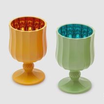 Edg Enzo De Gasperi Portacandela Satin Calice H 11,6 Cm D 7 Cm Ass. Vetro Yellow Green 1 Pz