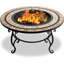 Centurion Supports Fireology Beluga Opulent Garden & Patio Heater Fire Pit Brazier, Coffee Table, Barbecue And Ice Bucket - Marble Finish
