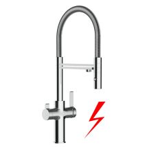 Niederdruck 3 Wege Wasserhahn Küchenarmatur Spültischmischer, Verchromt Mit 360° Schwenkbarem Auslauf, Abnehmbare 2 Strahl Handbrause - Vzfc Linie