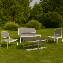 Table basse fixe HARTMAN – Aluminium blanc – 100x60x38 cm – Forme, Longueur, Matières, Largeur, Hauteur, Style, Caractéristiques de la table