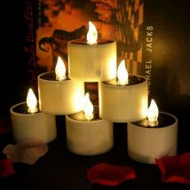 6 Flickering Solar Candles Solar Powered Flameless Led Tea Light Candle Perfect For Christmas, Valentine's Day Decoration, Party Centerpiece, Birthday