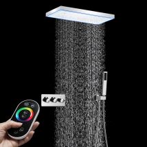 Duschsystem,400x200mm 64-farbiger Led-musik-duschkopf,ganzkörper Duschsystem,decken-regenbrauseset,2-funktions-hauptkörper Mit Warm- Und Kaltwasser,