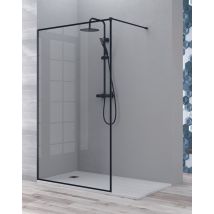 Mampara Ducha Fijo Walk In Vidrio Templado 8mm Antical Reborde Negro Altura 195cm 90 Cm (1 Fijo) Perfil Negro Mate