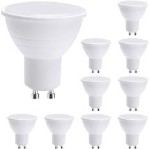 Gu10 Led-spotlampen, 7 W Kaltweiß (entspricht 50 W Halogenlampe), Energiesparlampe, 600 Lm, 120° Abstrahlwinkel, Nicht Dimmbar, 10er-packung