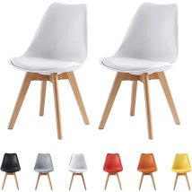 Mcc Retro Esszimmerstühle Eva, Gepolstert, Kunstleder,design Stuhl, Küche, Lounge, 2er Set In Weiß