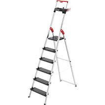 Hailo - L100 Topline Escalera De Seguridad De Aluminio - 6 Peldaños - 209 Cm - 150 Kg (8050-607)