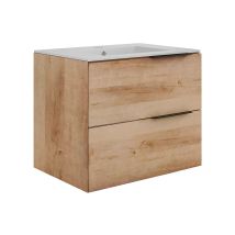Mobile Bagno Sospeso Con Lavabo Da Incasso - Naturale Chiaro - 60 Cm - Nisaya