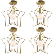 4 Stück Modern Deckenleuchte Innen Deckenlampe Kreative Schlafzimmerlampe Stil Eisen Kronleuchter Gold