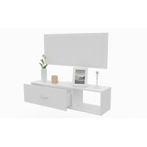 Dormidan – Mueble recibidor con espejo y cajón – Melamina blanca – Diseño moderno y funcional – Ideal para entradas pequeñas