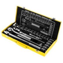 Deli - Tools Steckschlüssel Set 24-teilig Knarrenkasten Nusssätze Raschenkasten Nüsse