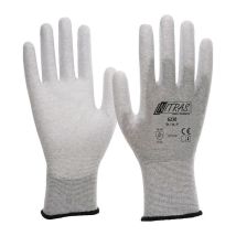 Guanti En420 En388 En1149-3 En16350 Taglia L Esd Nylon-carbon Grey Parzialmente Spalmato Pu (per 12)