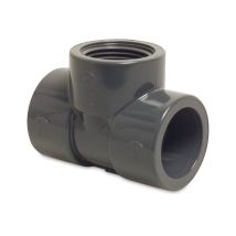 Mega Group - Mega T-stück 90° Pvc-u 25 Mm X 1/2 Zoll X 25 Mm Klebemuffe X Innengewinde X Klebemuffe 10 Bar, Grau