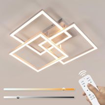 Goeco Led Ceiling Light Living Room Dimmable 62cm, 40w 4500lm Modern Ceiling Lamp White, Ceiling Light Fixture With Remote Control 3000k-6500k, Square
