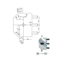 Serrure batteuse EDF / GDF – Serrure double à carte à plan horizontal 2 verrouillages verticaux – Diamètre axe, Sens de pose serrure – CR