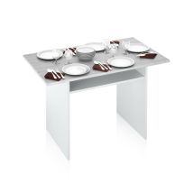 Habitdesign - Mesa Consola Desplegable Tavolo Blanco Mate Y Cemento 77/75x120x35x70 Cm