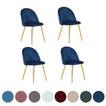 Ensemble De 4 Chaises De Salle À Manger En Velours Lucia - Chaises De Salle À Manger Modernes Avec Rembourrage Et Dossier Incurvé Et Pieds En Bois 