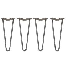 Legs - Set Di 4 Gambe Per Mobili Gamba Per Tavolo In Acciaio Gambe A Forcina Include Viti E Piedini Protezione Gratuiti (31-71cm) - 35.5cm - 2 Rebbi -