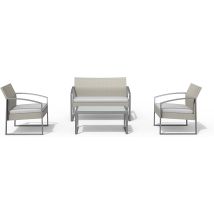 Garden Friend Salotto Alicante (2 Sessel 1 Sofa 1 Tisch) Weiß Gewaschene Polyrattan-polsterung