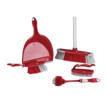 Set di Pulizia 6 Pezzi - Scopa, Paletta, Spazzola e Mocio - Acciaio Inossidabile e Plastica - DIRT DEVIL