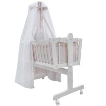 Cuna Para Bebé, Blanco, 102.5 X 140 Cm Con Ruedas, Vitalispa