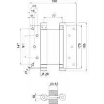 Cerniere Nr.39 – 175 mm – Acciaio lucido – Nastri pendolari a doppio effetto – DENI