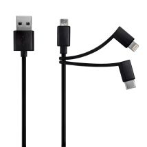 Cavo Lightning Mfi Usb-c Micro-usb / Usb A 3-in-1 1 M - Nero - Mooov