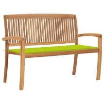 Banco De Jardín Mueble De Exterior Para Patio Banco De Terraza Apilable Con Cojín 128,5 Cm Madera Maciza De Teca 020011665