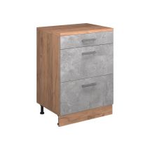 Meuble Pour Combles Rion, Béton, 60x81.6cm Sans Pente Avec 3 Tiroirs, Vicco