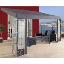 Quick-Star Pergola 3x4m Grau Anthrazit 100% Polyester Dach Pulverbeschichteter Stahl Einfache Montage